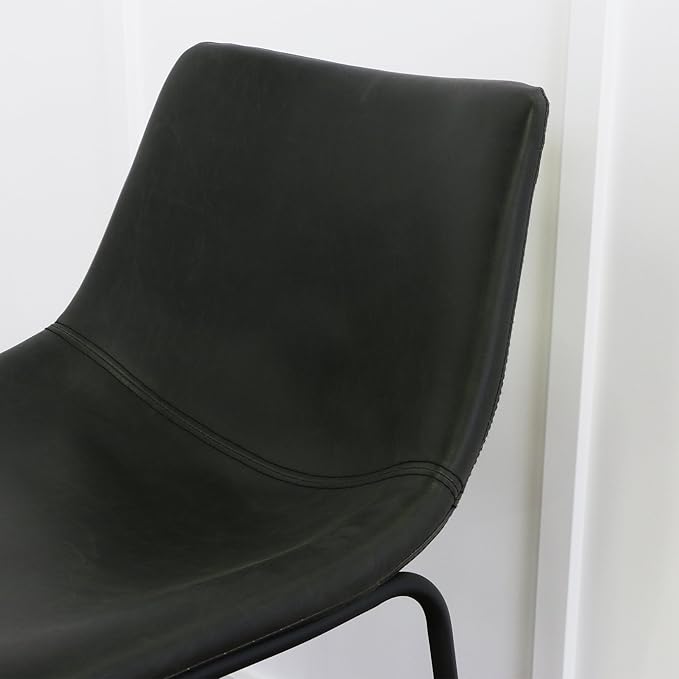 Walker Edison Douglas Urban Industrial Faux Leather Armless Dining Chairs, Set of 2, Black - LeafyLoom