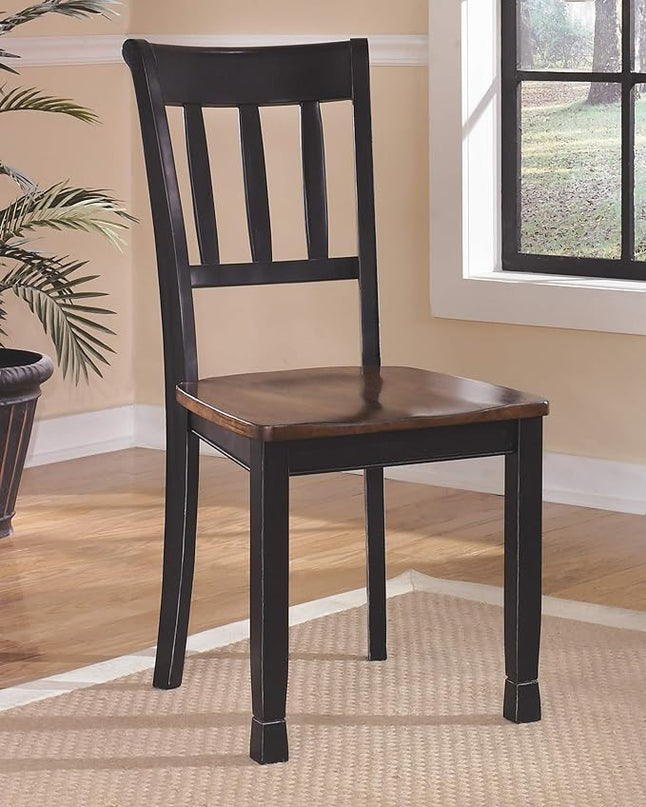 Signature Design by Ashley Owingsville Modern Farmhouse Dining Room Side Chair, Set of 2, Black and Brown - LeafyLoom