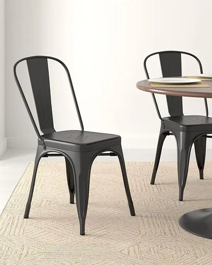 Amazon Basics 33DC01S4-BK Chair, 4 Pack, 20.1"D x 17.1"W x 33.5"H, Matte Black - LeafyLoom