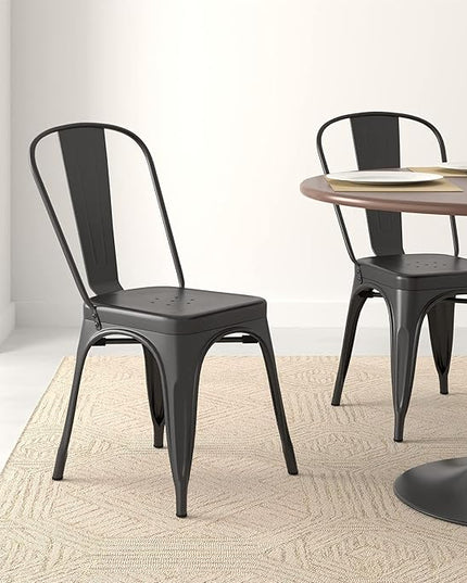 Amazon Basics 33DC01S4-BK Chair, 4 Pack, 20.1"D x 17.1"W x 33.5"H, Matte Black - LeafyLoom