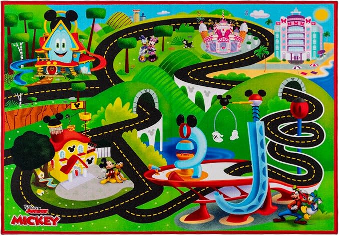 Gertmenian Disney Mickey Mouse Funhouse Road Play Area Rug for Children | Kids Home Decor for Girls & Boys | 4x6 Large, Multi, 27059 - LeafyLoom