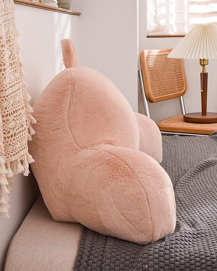 A Nice Night Faux Fur Reading Pillow Bed Wedge Large Adult Children Backrest with Arms Back Support for Sitting Up in Bed/Couch for Bedrest,Pink - LeafyLoom