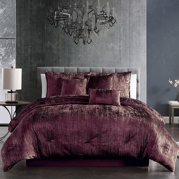 Riverbrook Home Turin Comforter Set, Queen, Plum, 7-Piece Set - LeafyLoom