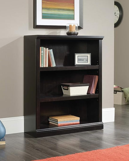 Sauder Miscellaneous Storage 3-Shelf Bookcase/ book shelf, Estate Black finish - LeafyLoom