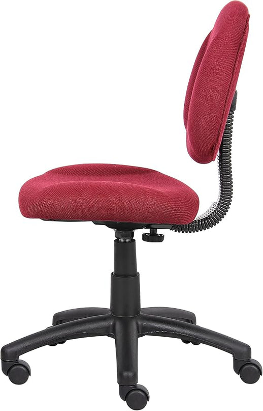 Boss Office Products Perfect Posture Delux Fabric Task Chair without Arms in Burgundy - LeafyLoom