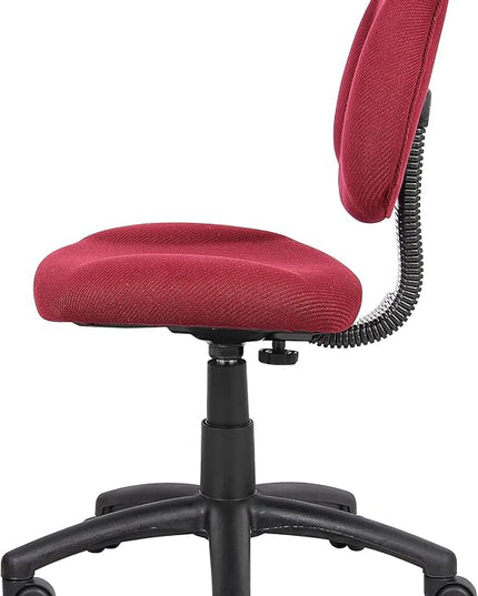 Boss Office Products Perfect Posture Delux Fabric Task Chair without Arms in Burgundy - LeafyLoom
