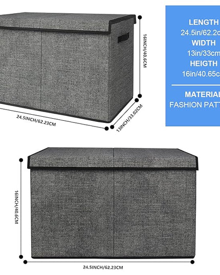 homyfort Large Toy Box Storage Chest for Kids Boys,Collapsible Toy Bin Organizer Basket with Lids for Blanket,Toys,Toddler,Nursery,Playroom (Black) - LeafyLoom