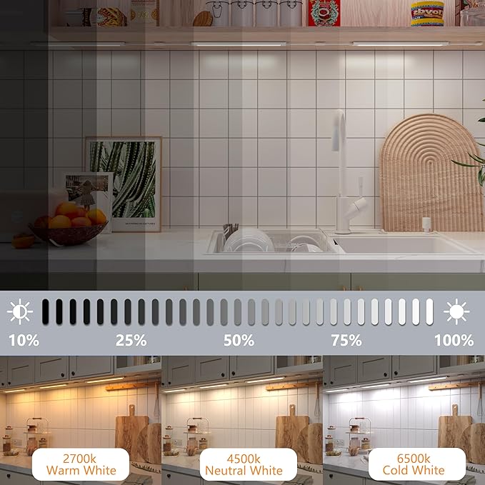 Smart Under Cabinet Lighting Strip Lights White & Color Changing Dimmable Work with Alexa Google Smart Thing Phone App, RGB Multi Colored Lamp for Kitchen Counter Light Fixture (6 Lights Bar Kit) LAMPAOUS