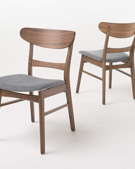 Christopher Knight Home Idalia Dining Chairs, 2-Pcs Set, Dark Grey / Walnut Finish - LeafyLoom