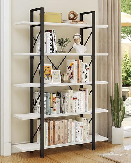 YITAHOME 5 Tier Bookshelf, Freestanding 5 Shelf Bookcases and Bookshelves, Modern Minimalist Furniture Open Display Storage Shelves Books Organizer for Living Room Bedroom Home Office, White - LeafyLoom