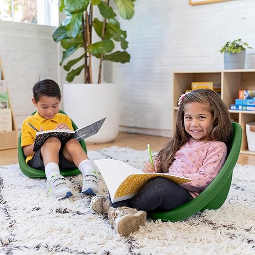 ECR4Kids Leaf Floor Seat, Rocker Chair, Hunter Green, 6-Piece - LeafyLoom