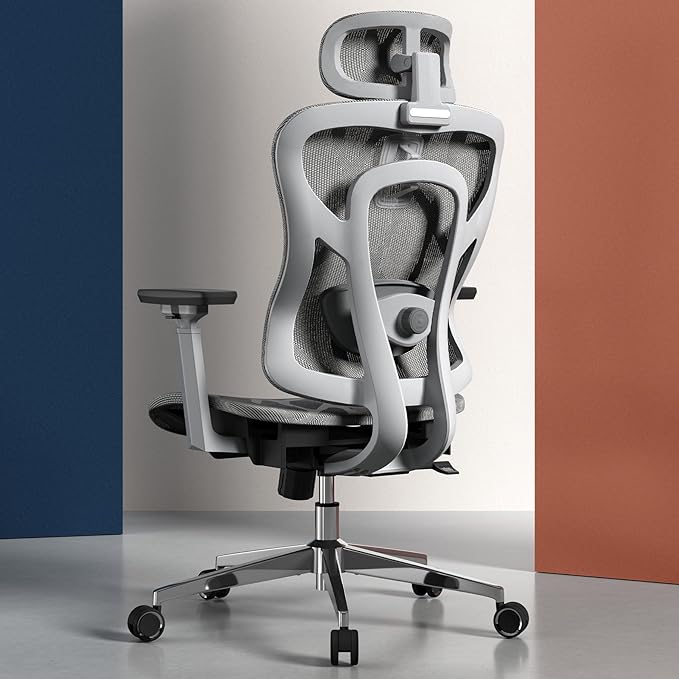 Ergonomic Mesh Office Chair, High Back Desk Chair with 3D Armrests, Adaptive Thoracic Support, 3D lumbar support & Adjustable Headrest, Home Swivel Computer Chair with Tilt Function - LeafyLoom