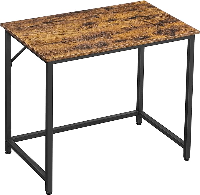 VASAGLE Computer Desk, Gaming Desk, Home Office Desk, for Small Spaces, 19.7 x 31.5 x 29.5 Inches, Industrial Style, Metal Frame, Rustic Brown and Black ULWD038B01 - LeafyLoom