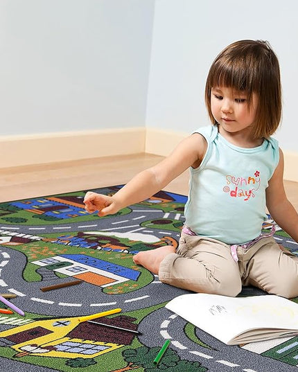 Ottomanson Jenny Children's Collection, Area Rug - 5' x 6'6", Educational Traffic - LeafyLoom