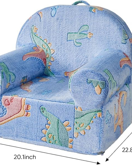 Toddler Chair Kids Plush Chair Kids Sofa Sherpa Kids Chairs, Toddler Couch Bean Bag Chairs for Kids Gaming Chair for Kids Glow in The Dark, Dinosaur - LeafyLoom