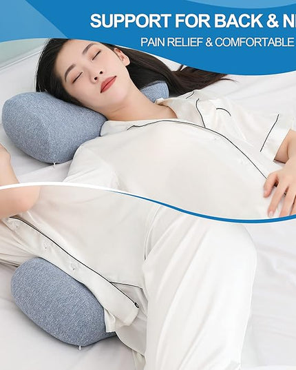 JEMA Memory Foam Lumbar Support Pillow for Office Chair, Car, Bed, for Lower Back Pain Relief, Great as Lumbar Pillow, Under Knee Pillow, Leg Rest Pillow, Headrest - LeafyLoom