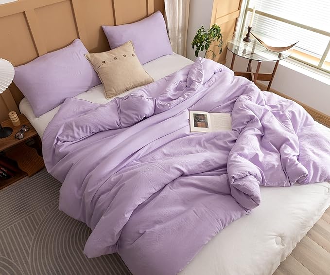 ROSGONIA California King Comforter Set Lavender, 3pcs (1 Boho Purple Cal King Comforter & 2 Pillowcases), All Season Bedding Bedspread Blanket Quilts - LeafyLoom