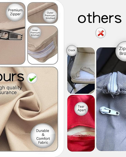 ClawsCover 14Pack Outdoor Patio Seat and Back Cushions Replacement Covers Fit for 7Pieces 6-Seater Wicker Rattan Sectional Couch Chair Furniture Set,Light Khaki-Include Cover Only (Small) - LeafyLoom