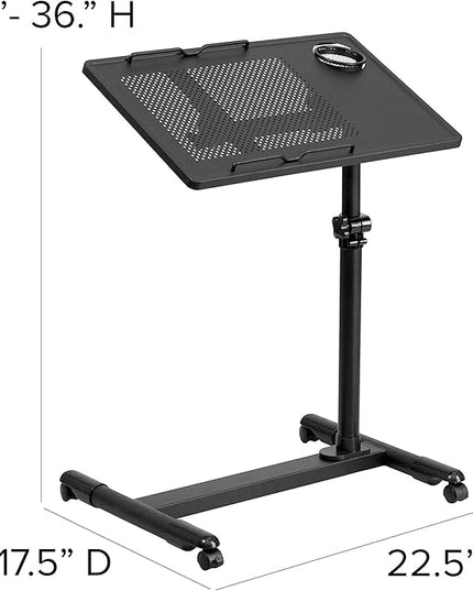 Flash Furniture Macon Black Adjustable Height Steel Mobile Computer Desk - LeafyLoom
