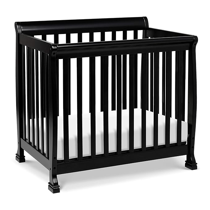 DaVinci Kalani 4-in-1 Convertible Mini Crib in Ebony | Greenguard Gold Certified - LeafyLoom