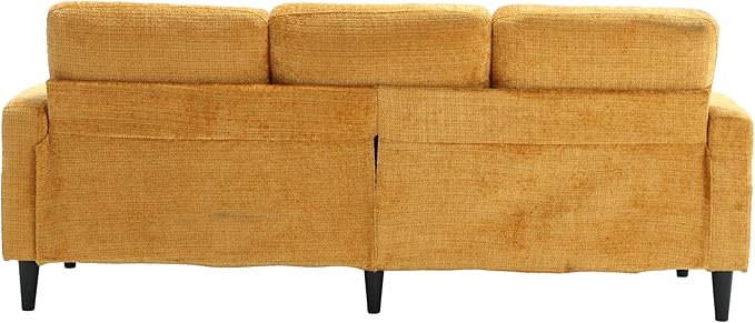 Convertible Sectional Sofa with Movable Storage Ottoman and Cupholders, 3 Seater L-Shaped Corner Couch,Chenille Upholstered Furniture w/Detachable Thicked Cushions for Living Room, Small Space - LeafyLoom