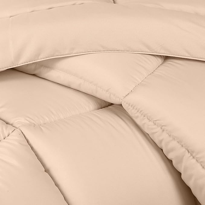 Utopia Bedding Queen Size Comforter Set with 2 Pillow Shams, Bedding Comforter Sets, Down Alternative Beige Comforter, Soft and Comfortable, Machine Washable (Pack of 4) - LeafyLoom
