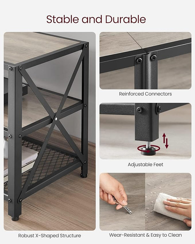 VASAGLE TV Stand, TV Console for TVs Up to 70 Inches, TV Table, 63 Inches Width, TV Cabinet with Storage Shelves, Steel Frame, for Living Room, Bedroom, Greige and Black ULTV095B02 - LeafyLoom