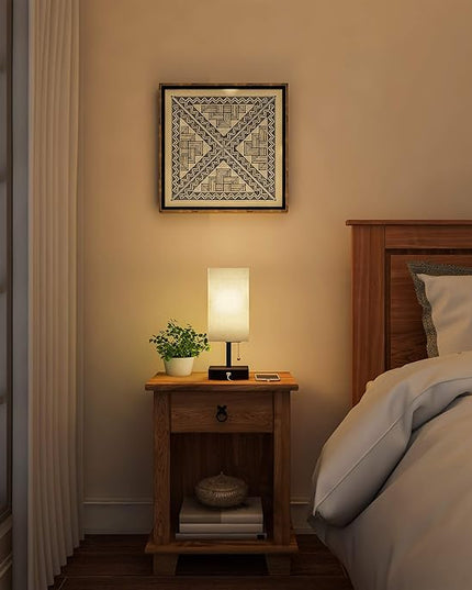 Lavish Home LED Desk Lamp with USB Charging Port - Small Bedside Table Light for Reading - Bedroom, Living or Dining Room, Dorm Decor (Linen/Brown) - LeafyLoom