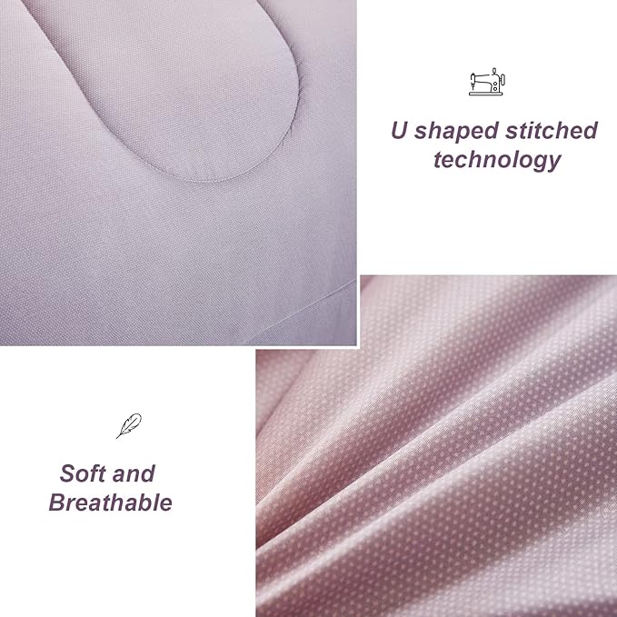 Girls Comforter Set Queen Size Colorful Ombre Blue Pink Purple Rainbow Bedding Set 7 Pieces Bed in A Bag for Kids Teen Girls Women with Comforter, Flat Sheet, Fitted Sheet - LeafyLoom