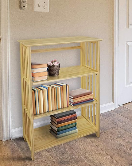 Casual Home "Soho Manhattan 4-Shelf Folding Bookcase 26"" Wide - Natural (333-40) - LeafyLoom