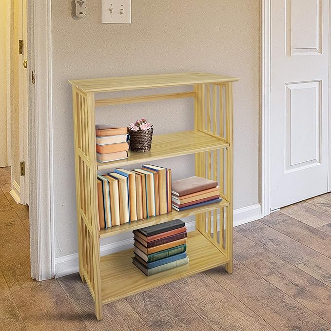 Casual Home "Soho Manhattan 4-Shelf Folding Bookcase 26"" Wide - Natural (333-40) - LeafyLoom