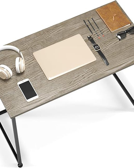 Techni Mobili Space Saving Folding Desk, Grey - LeafyLoom