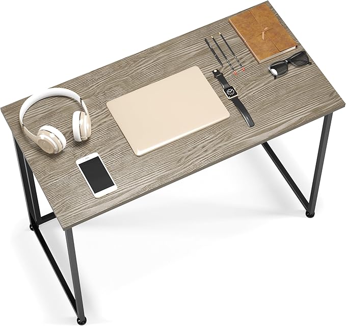 Techni Mobili Space Saving Folding Desk, Grey - LeafyLoom