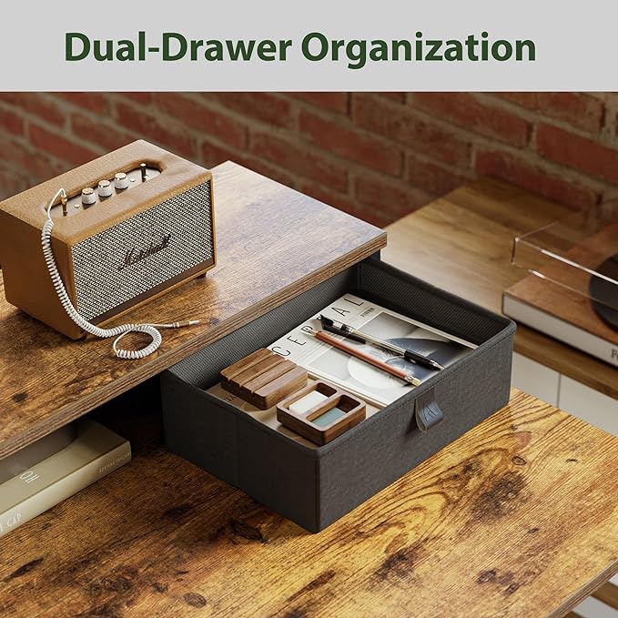 L shaped Electric Standing Desk with 2 Drawers, 63 Inch Ergonomic Adjustable Height Desk with Storage, Corner Desk Sit Stand up Computer Table for Work Office Home, Rustic Brown - LeafyLoom