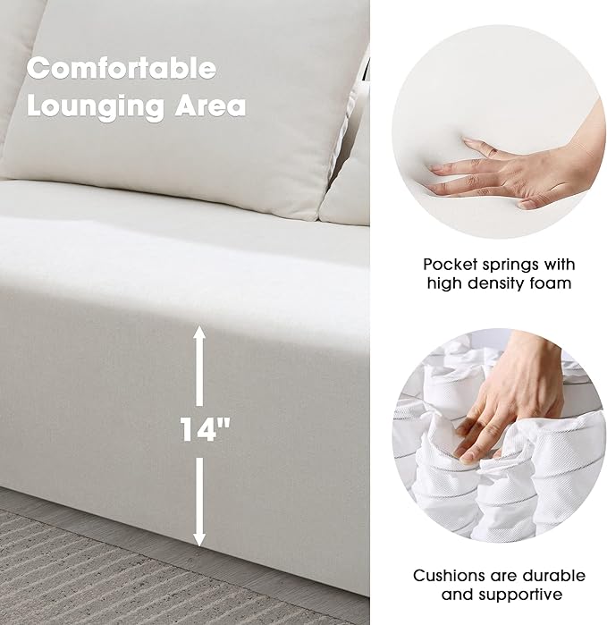 L-Shape Sectional Sofa, Modular Living Room Furniture Set, 109" Modern Minimalist Style Upholstered 4 Seater Chenille Couch for Office, Studio, Salon, Apartment - LeafyLoom