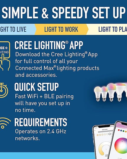 Cree Lighting Connected Max Smart Led Bulb Par38 Outdoor Flood Tunable White + Color Changing, 2.4 Ghz, Compatible with Alexa and Google Home, No Hub Required, Bluetooth + WiFi, Pack of 4 CreeLighting