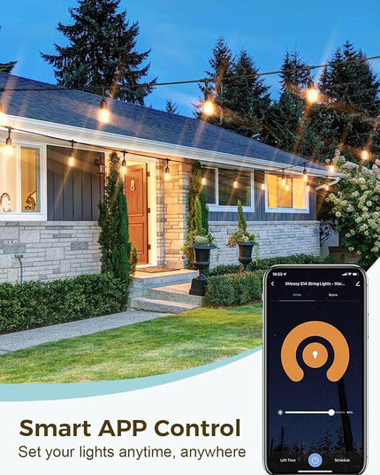 XMCOSY+ Smart Outdoor String Lights, 72.5 Ft Patio Lights with 22 Edison Shatterproof Bulbs, APP & WiFi Control Dimmable Outdoor Light, Work with Alexa, IP65 Waterproof LED String Light for Outside XMcosy