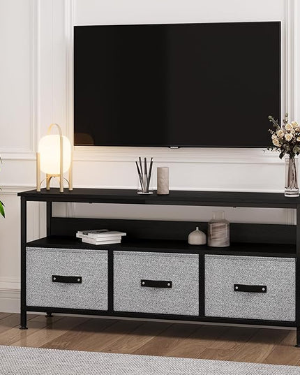 IDEALHOUSE Dresser TV Stand, Entertainment Center with Storage, 55 Inch TV Stand for Bedroom Small TV Stand Dresser with Drawers and Shelves, TV & Media Console Table Furniture for Living Room, Grey - LeafyLoom