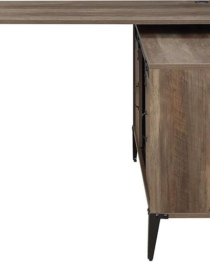 NicBex Laik-DW-00068-DX Desks, 48" W x 48" D x 31" H, Rustic Oak+Black - LeafyLoom