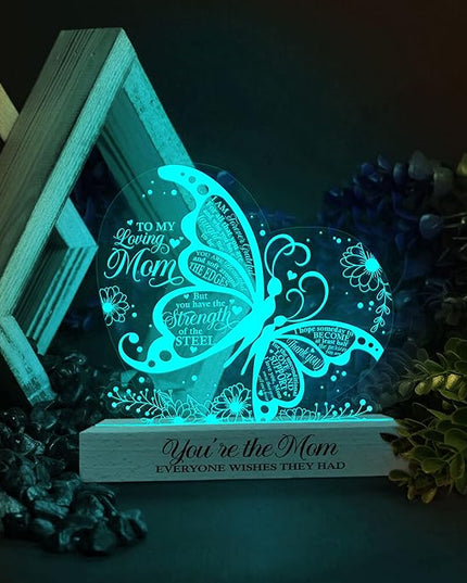 Gifts for Mom from Daughter Son | Mom Birthday Gifts | Acrylic Night Lamps for Mother | Things to Get Your Mom on Valentines Day, Thanksgiving, Christmas, Mothers Day | Butterfly Shaped - LeafyLoom