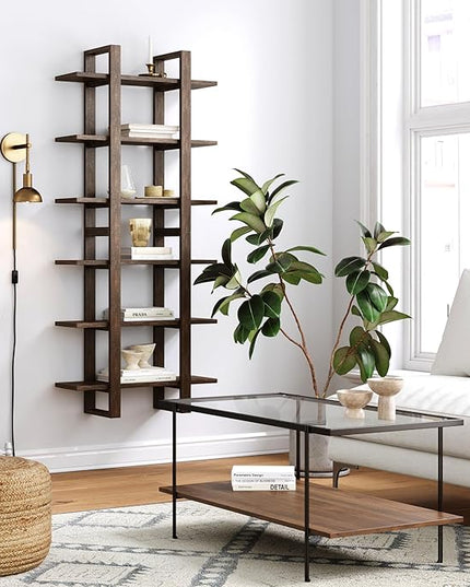 Nathan James Floating Wall Book Shelves, 3-Tier Display Shelf, Decorative Modular Shelf in Solid Wood for Bedroom, Nursery, Bathroom or Kitchen, Set of 2 - LeafyLoom