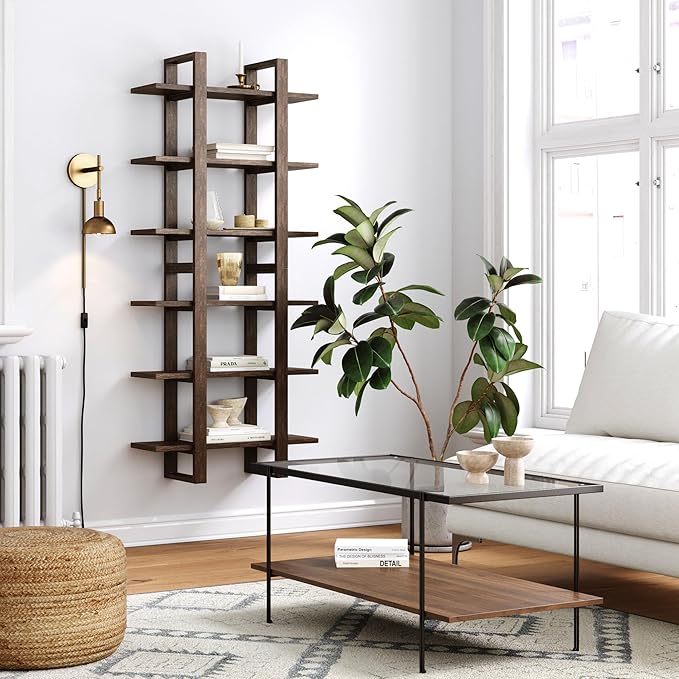 Nathan James Floating Wall Book Shelves, 3-Tier Display Shelf, Decorative Modular Shelf in Solid Wood for Bedroom, Nursery, Bathroom or Kitchen, Set of 2 - LeafyLoom