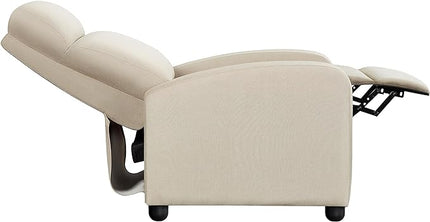 Yaheetech Modern Fabric Recliner Chair Sofa Adjustable Single Sofa with Thicker Seat Cushion and Backrest for Living Room Home Theater, Beige - LeafyLoom