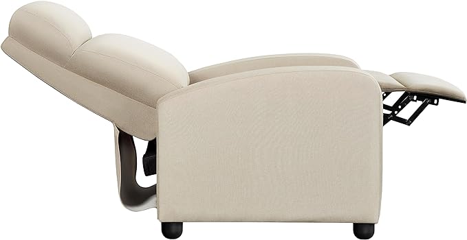 Yaheetech Modern Fabric Recliner Chair Sofa Adjustable Single Sofa with Thicker Seat Cushion and Backrest for Living Room Home Theater, Beige - LeafyLoom