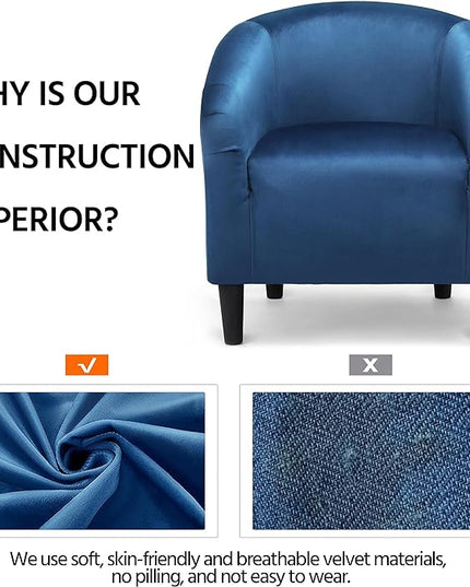 Yaheetech Club Chair, Velvet Accent Chair Upholstered Barrel Chair Sitting Chair with Armrest and Low Back for Living Room Bedroom, Pagoda Blue - LeafyLoom