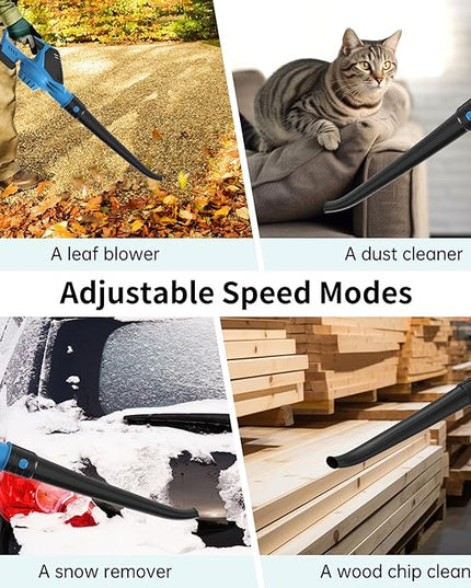 Leaf Blower, 21V Electric Leaf Blower Cordless, Leaf Blower with 2000mAh Battery and Charger, 16.5A/16500rpm Speed Leaf Blower, 5 Speed Mode Lightweight Leaf Blower for Lawn Patio Yard - LeafyLoom