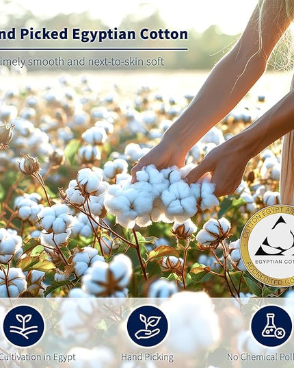 Shilucheng 100% Cotton Queen Size Sheets Set - 600 Thread Count，Luxury Egyptian Cotton Bed Sheets，5-Star Hotel Quality Sheets, Breathable & Cooling, 16 Inch Deep Pocket - 4 Piece (White, Queen) - LeafyLoom