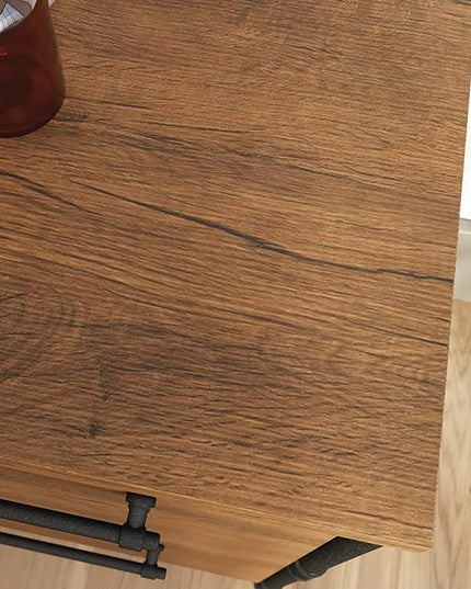 Sauder Iron City Lateral File, L: 31.50" x W: 20.00" x H: 30.00", Checked Oak Finish - LeafyLoom