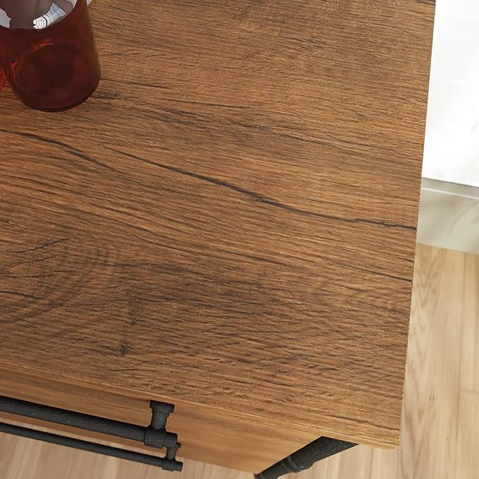 Sauder Iron City Lateral File, L: 31.50" x W: 20.00" x H: 30.00", Checked Oak Finish - LeafyLoom