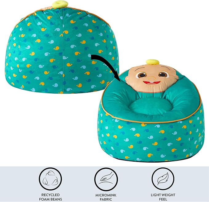 Idea Nuova Cocomelon Hillside by pod Kids Plush Bean Bag Chair, 24"x24"x25,Ages 3+ - LeafyLoom